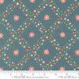 a blue background with pink and blue flowers