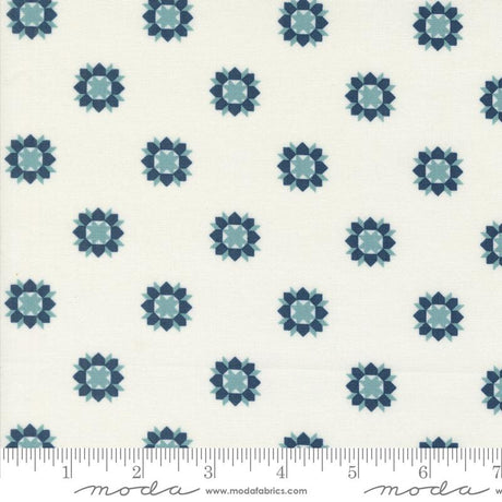 a blue and white flower pattern on a white background