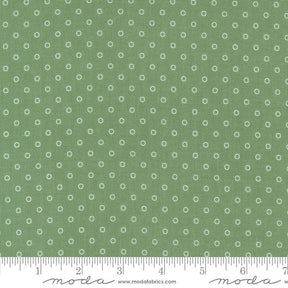 a ruler with a green background with white circles