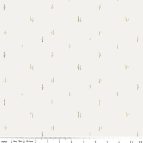 a white and gold wallpaper with small trees on it