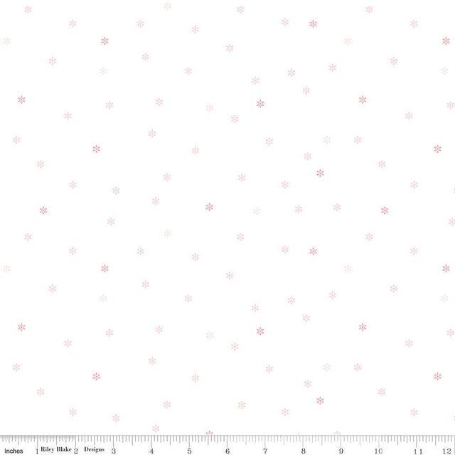 a white background with pink snowflakes on it