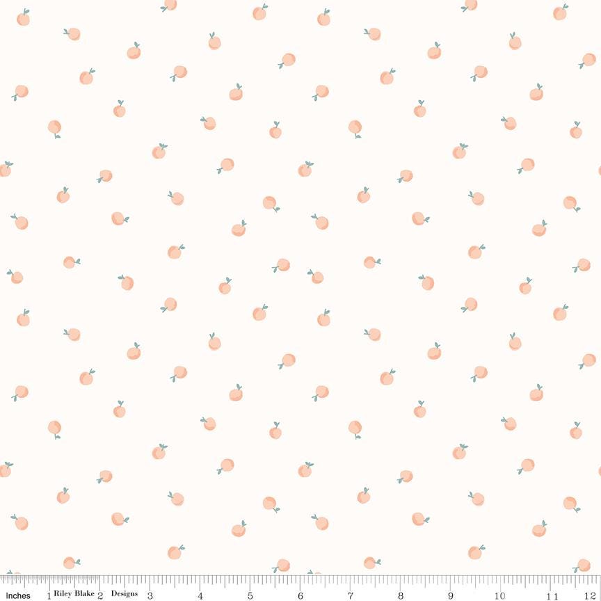 a white background with peaches on it