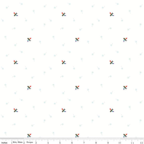 a white background with small red and green flowers