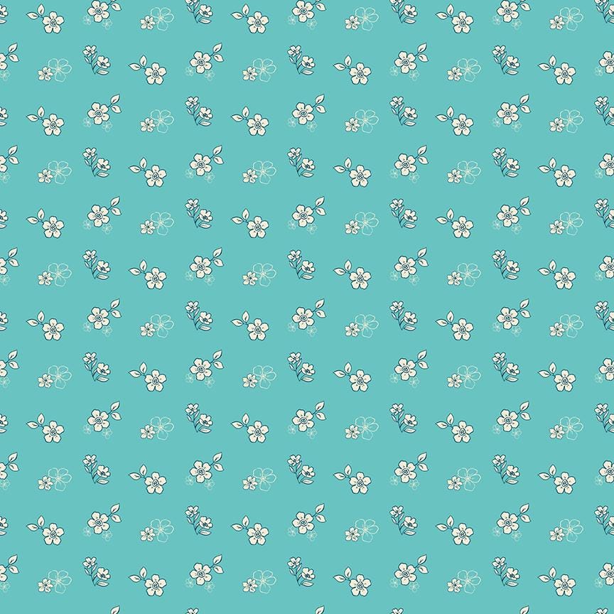 Feed My Soul Tossed Floral Sky C14553-Sky by Sandy Gervais for Riley Blake Designs Sold in 1/2 yard increments cut continuously