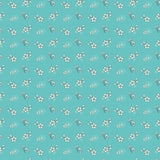 Feed My Soul Tossed Floral Sky C14553-Sky by Sandy Gervais for Riley Blake Designs Sold in 1/2 yard increments cut continuously