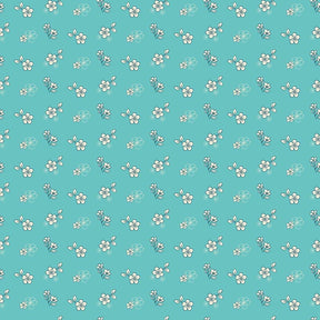Feed My Soul Tossed Floral Sky C14553-Sky by Sandy Gervais for Riley Blake Designs Sold in 1/2 yard increments cut continuously