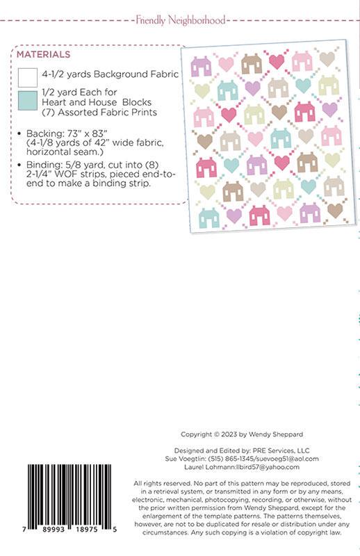 Friendly Neighborhood Quilt Pattern WS70 by Wendy Sheppard Printed Pattern Only 65 x 75 inches