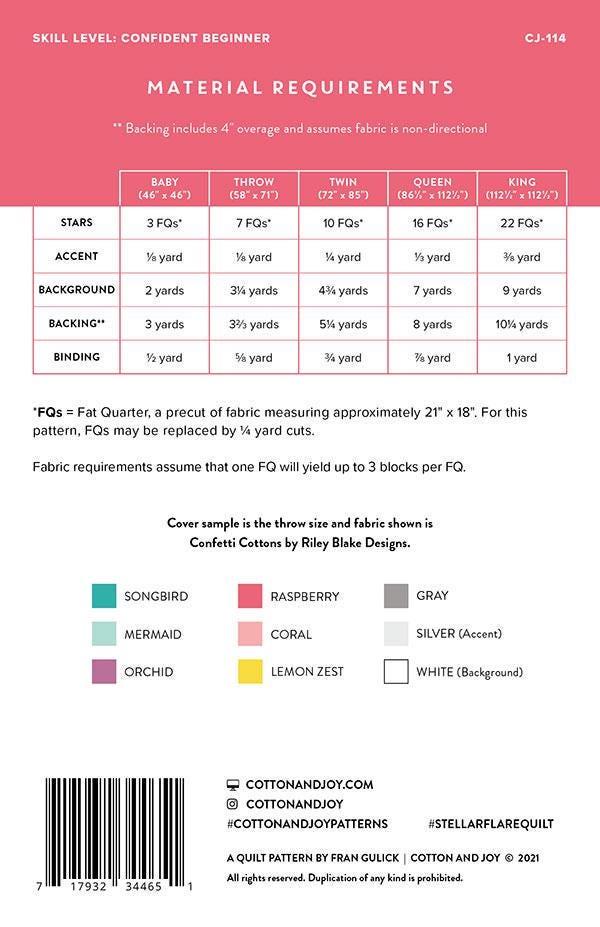 Stellar Flare Pattern Printed Pattern Only CJ 114 by Fran of Cotton + Joy