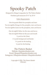 Spooky Patch by The Pattern Basket, Margot Designs TPB2413 Paper Pattern ONLY