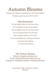 Autumn Blooms by The Pattern Basket, Margot Designs TPB2412 Paper Pattern ONLY