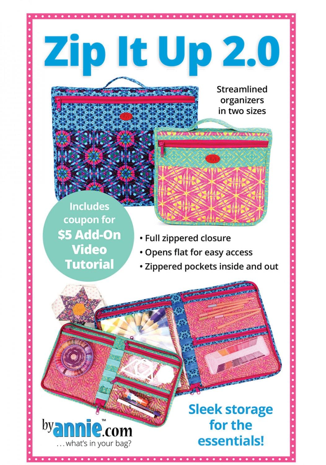 Zip It Up 2.0 Sewing Pattern Paper Only PBA252-2 Pattern by Annie