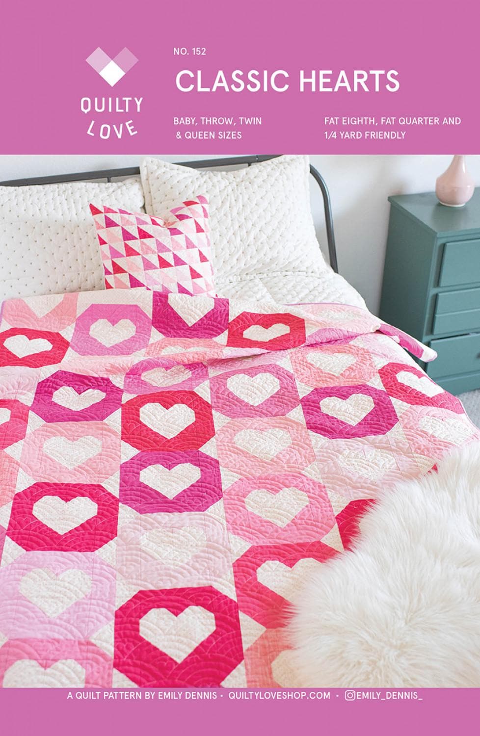 Classic Hearts Quilt Pattern # QLP152 by Quilty Love 5 sizes available see 2nd photo