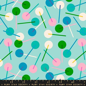 a blue background with a lot of different colored objects