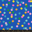 a blue background with colorful cubes on it