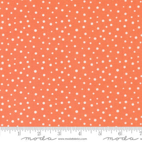 an orange and white polka dot print fabric