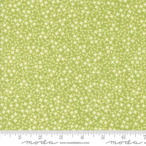 a ruler with a green background with white flowers