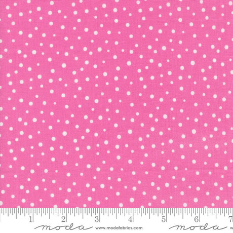 a pink background with white polka dots