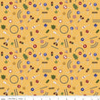 a yellow background with a lot of different things on it