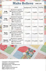Make Believe Quilt Pattern AKBC344 Printed Pattern Only by A Bright Corner Quilts, Crib, Lap, Throw, Twin and Queen Quilt Sizes