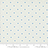 a ruler with a blue and white star pattern on it