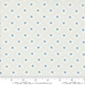 a ruler with a blue and white star pattern on it