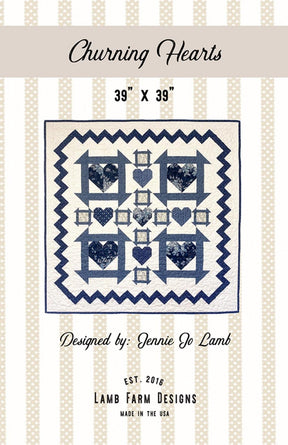Churning Hearts Printed Quilt Pattern - LFD-104 By Lamb Farm Designs - Jennie Jo Lamb