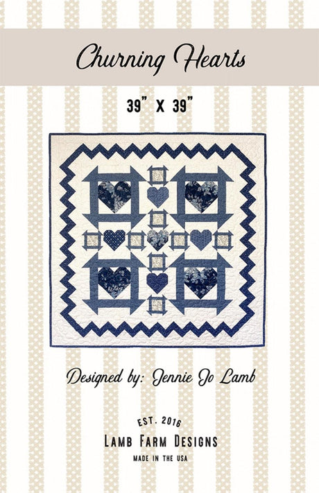Churning Hearts Printed Quilt Pattern - LFD-104 By Lamb Farm Designs - Jennie Jo Lamb
