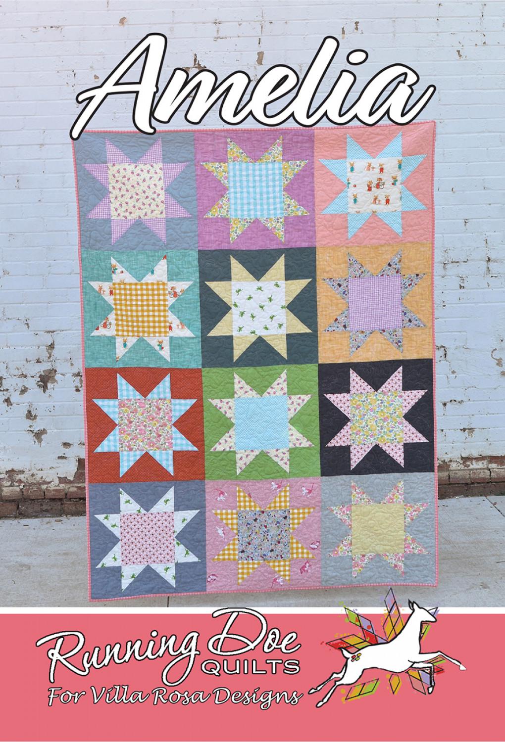 Amelia Printed Quilt Pattern by Running Doe Quilts for Villa Rosa Designs 52.5 x 70