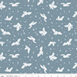 a blue background with white birds and stars