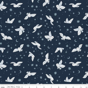 a blue background with white birds and stars