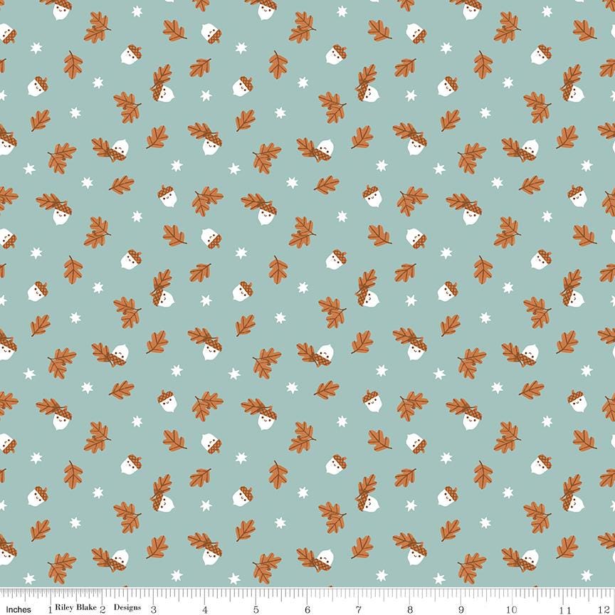 a blue background with white stars and a brown teddy bear