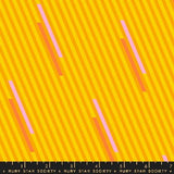 a ruler with a yellow and pink striped background