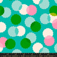 a green and pink cloud pattern on a blue background
