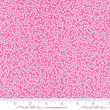 a pink background with blue and white dots