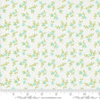 a white background with blue and green flowers
