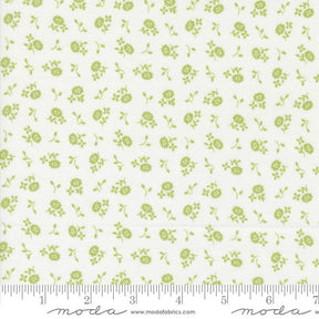 a white background with green flowers on it