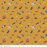 a yellow background with a lot of different types of vehicles