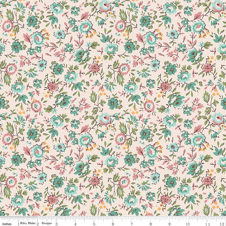 Piece and Plenty Sea Glass Floral Yardage C15871-SeaGlass by Lori Holt for Riley Blake Designs sold by 1/2 yard increments