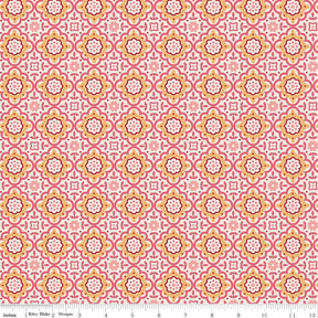 Piece and Plenty Coral Cheerful Yardage C15882-Coral by Lori Holt for Riley Blake Designs sold by 1/2 yard increments