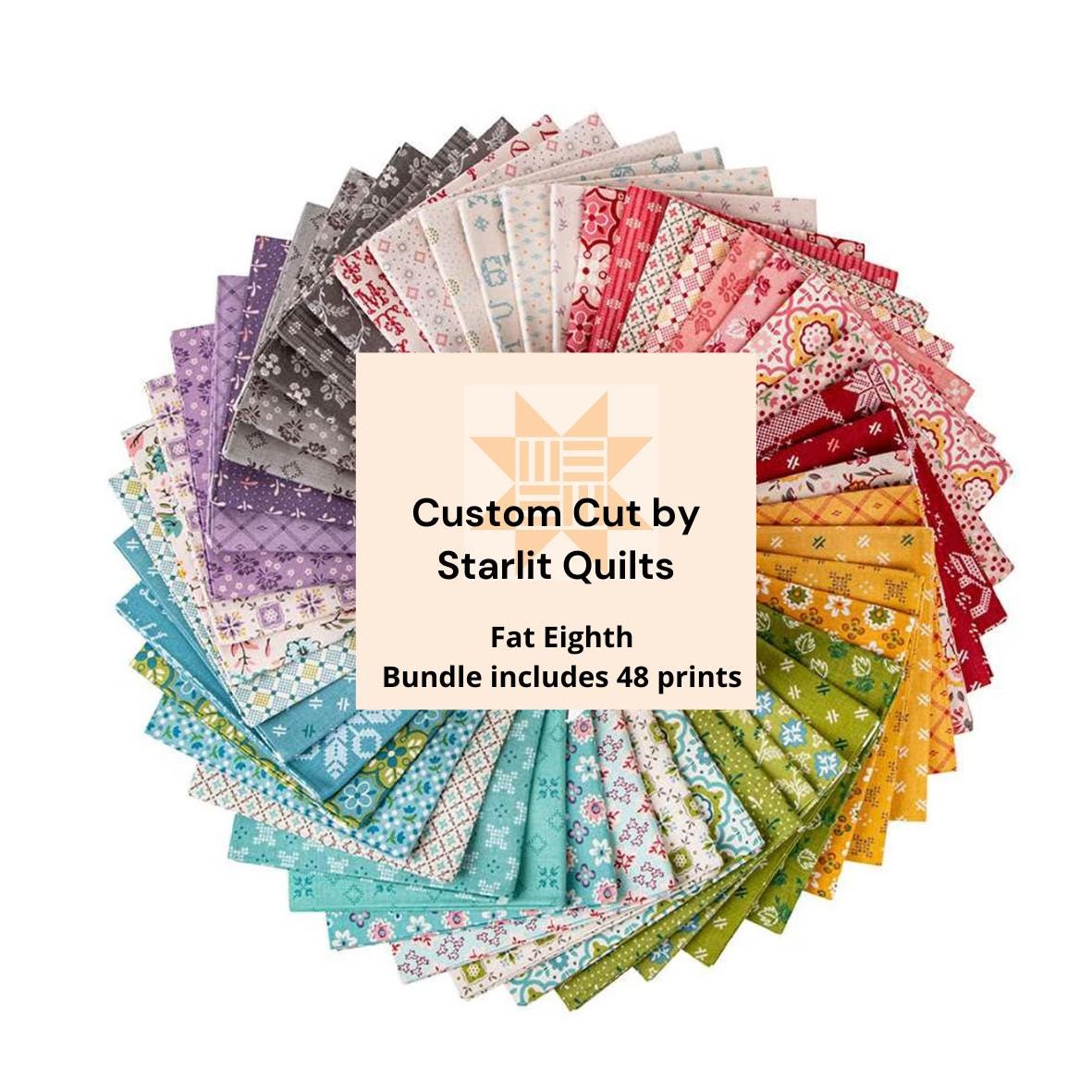 Piece and Plenty Custom Cut by Starlit Quilts Fat Eighth Bundle By Lori Holt for Riley Blake Designs