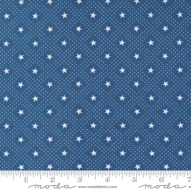 a blue background with white stars on it