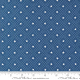 a blue background with white stars on it