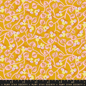 a yellow background with pink and yellow flowers