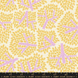 a yellow and pink pattern with small leaves