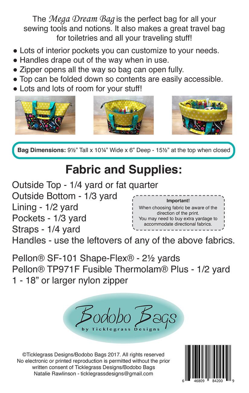 Bodobo Mega Dream Bag Printed Pattern Only TG-1701 From Bodobo Bags By Natalie Rawlinson