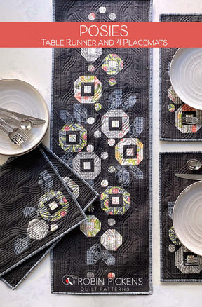 Posies Table Runner and 4 Placemats Printed Pattern by Robin Pickens RPQP-PTRPM154