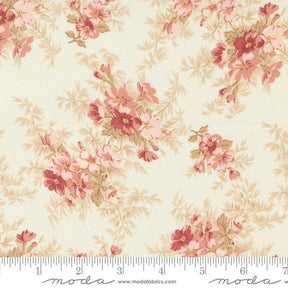 a flowered fabric with pink flowers on it