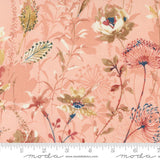 a pink floral print fabric with a ruler in front of it