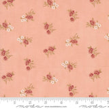 a pink background with white and red flowers