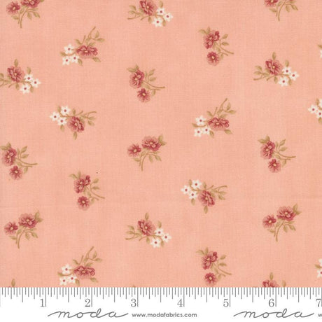 a pink background with white and red flowers
